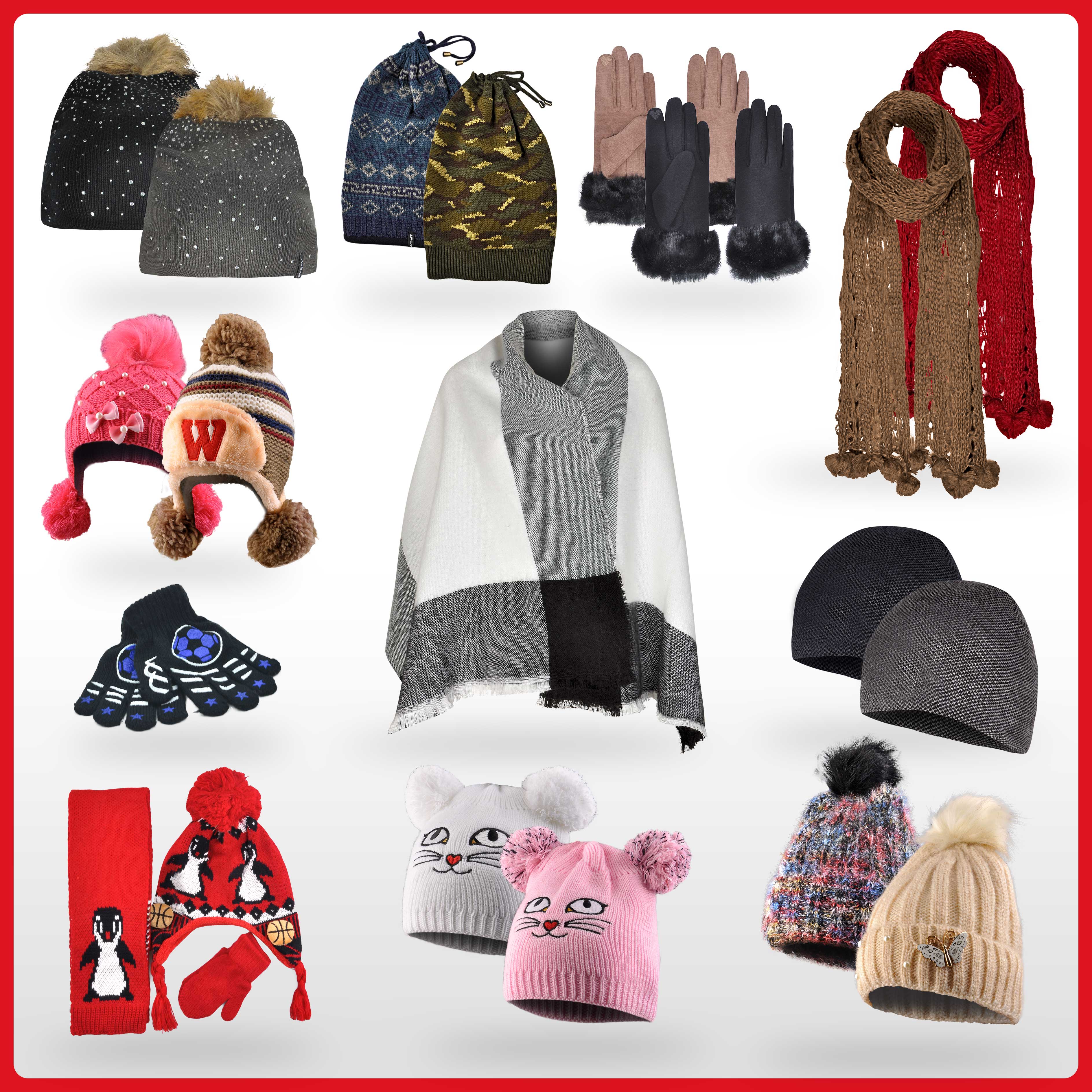 Shawls, Scarves, Berets, Hats, Gloves